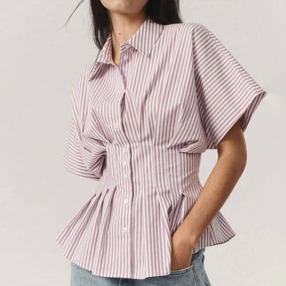 Striped Button-Up Blouse
